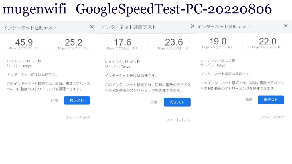 mugenwifi_GoogleスピードテストPCの結果