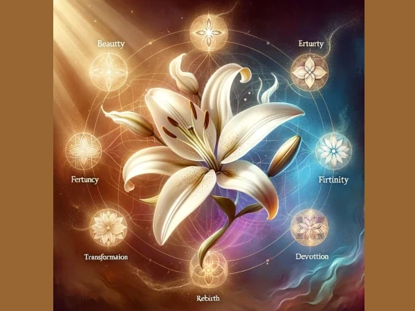 ユリの花の神秘的なイラストイメージ画像